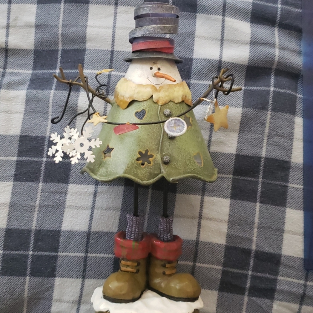 12" Kohl's snowman tea light holder